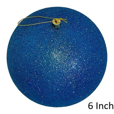 (Set of 3) Shatterproof Ball with Cap 6" Glittered