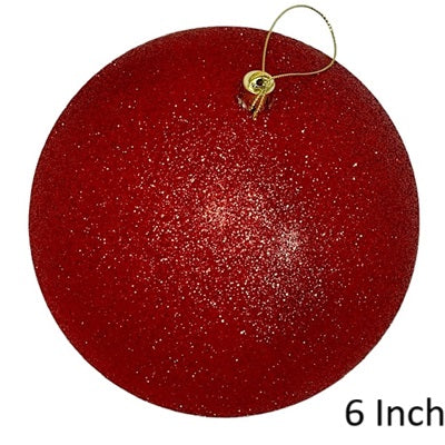 (Set of 3) Shatterproof Ball with Cap 6" Glittered