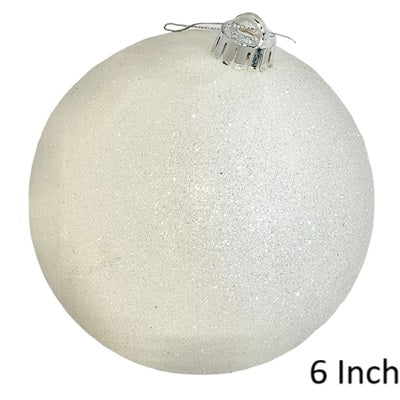 (Set of 3) Shatterproof Ball with Cap 6" Glittered